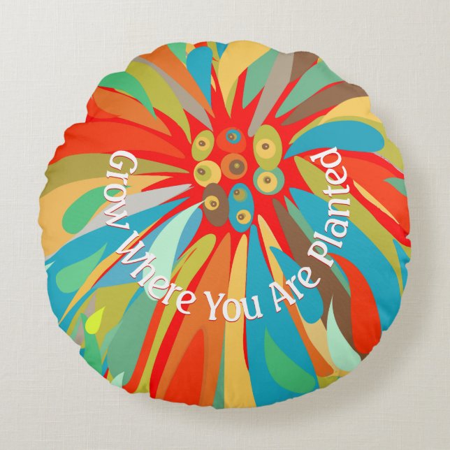 Cojín Redondo Crecer Donde Se Plantan Crisantemo (Anverso)