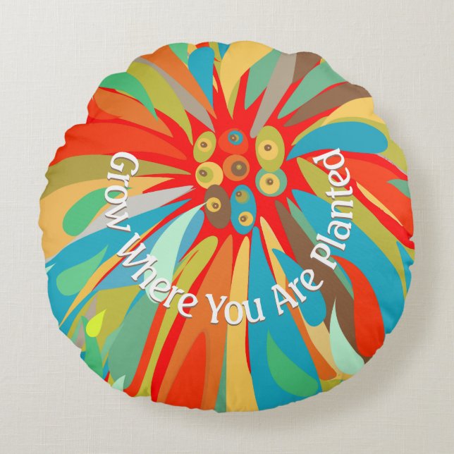 Cojín Redondo Crecer Donde Se Plantan Crisantemo (Anverso)
