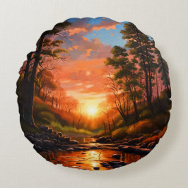 Cojín Redondo Creek Bank Sunrise