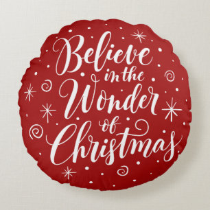 Cojín Redondo Creer en la maravilla de los Navidades dando vuelt