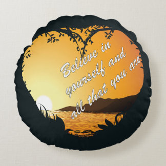 Cojín Redondo Creer en ti mismo - Corazón Inspirador