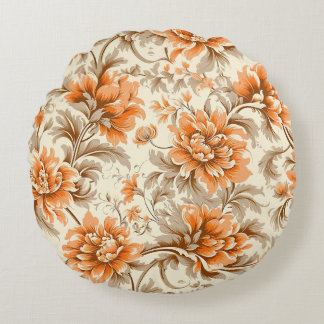 Cojín Redondo Crema de mandarina floral