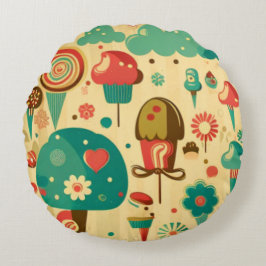 Cojín Redondo Cremas de hielo cutáneo retro