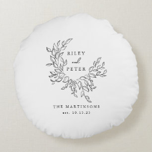 Cojín Redondo Crest de Boda Elegante Recuerdo Personalizado