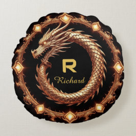 Cojín Redondo 🐉 Crest de Dragón Medieval Marco de Anillo de Nom