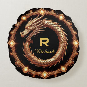 Cojín Redondo 🐉 Crest de Dragón Medieval Marco de Anillo de Nom