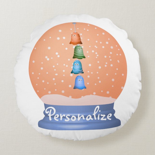 Cojín Redondo Criaturas ricas globo nevado (Anverso)