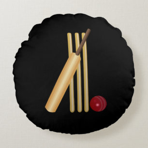 Cojín Redondo Cricket - Wicket, Bat y Ball