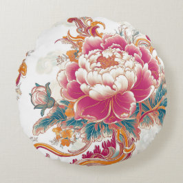 Cojín Redondo Crimson Bloom