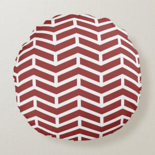 Cojín Redondo Crisp Sharp Flechas opuestas Chevron Blanco Rojo