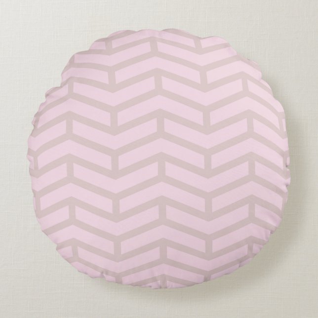 Cojín Redondo Crisp Sharp Flechas opuestas Chevron Pink Neutral (Anverso)