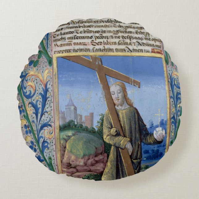 Cojín Redondo Cristo con la cruz y el orbe (Anverso)