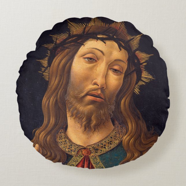 Cojín Redondo Cristo coronado con ánimos por Sandro Botticelli (Anverso)