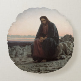 Cojín Redondo Cristo en el salvaje (por Ivan Kramskoi)