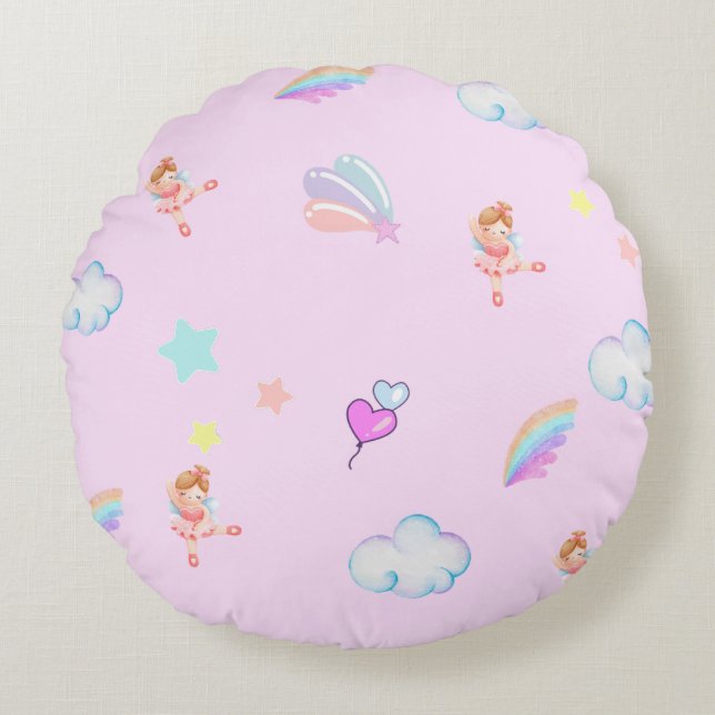 Cojín Redondo Crítico de fiesta de cumpleaños con gradiente de a (Anverso)