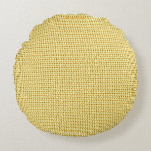 Cojín Redondo Crochet de primavera: arte textil amarillo.