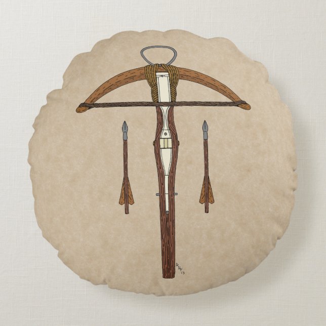 Cojín Redondo Crossbow medieval con pernos (Anverso)