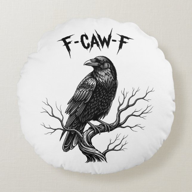 Cojín Redondo Crow - F-Caw-F (Anverso)