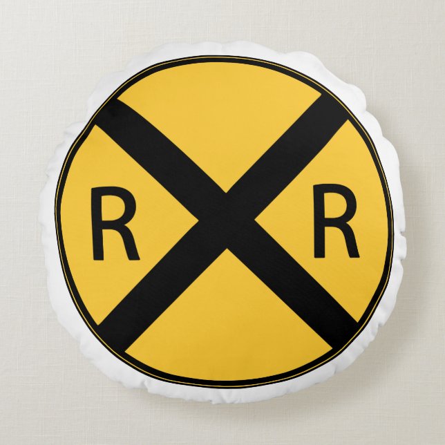 Cojín Redondo Cruce de la carretera ferroviaria de Rótulo por ca (Anverso)