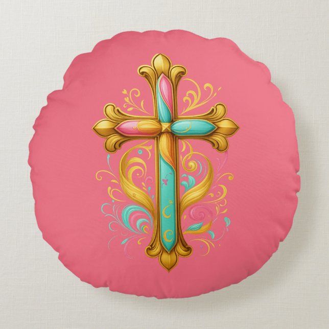 Cojín Redondo Cruz de Fe (Anverso)