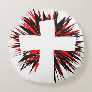 COJÍN REDONDO CRUZ DE LA ESTRELLA BLANCA