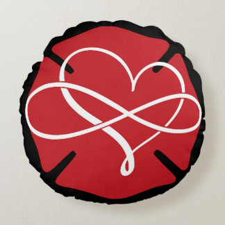 Cojín Redondo CRUZ MALTESA con CORAZÓN E INFINIDAD