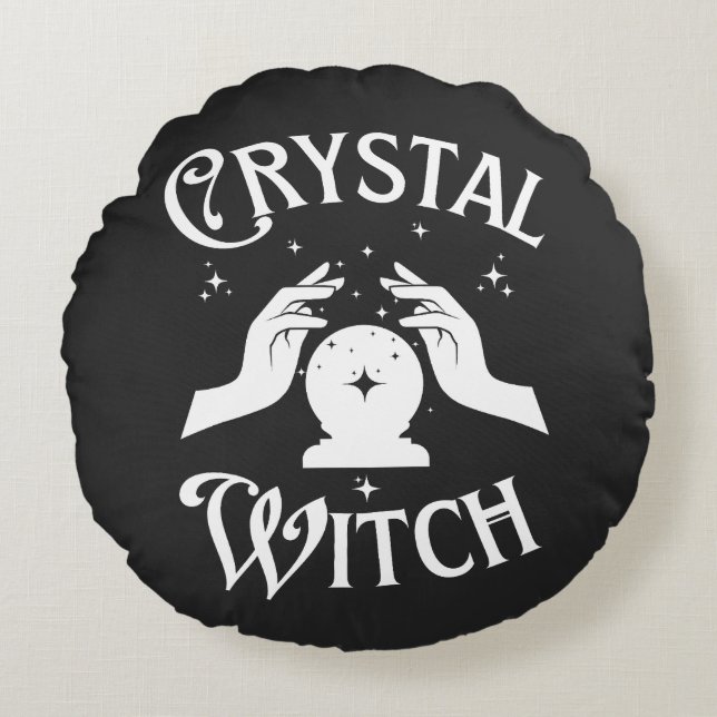 Cojín Redondo Crystal Witch Fortune Teller Halloween Fall (Anverso)