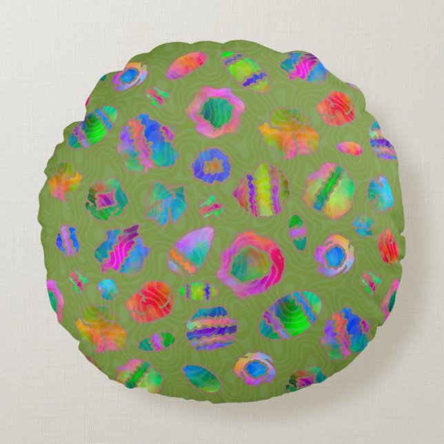 Cojín Redondo Crystalline Riverbed Moss Green (Anverso)