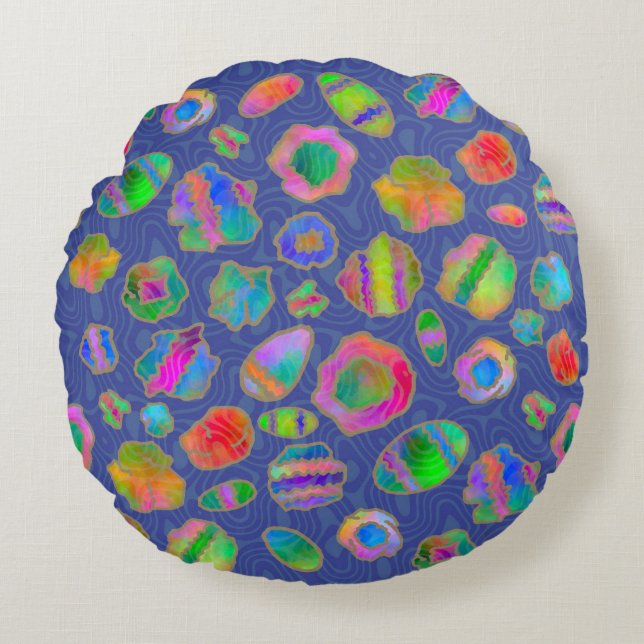 Cojín Redondo Crystalline Riverbed Winter Blue (Anverso)