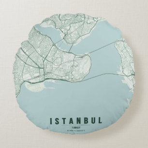 Cojín Redondo Cuaderno de mapa de la ciudad de Estambul Turquía 