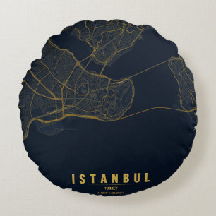 Cojín Redondo Cuaderno de mapa de la ciudad de Estambul Turquía