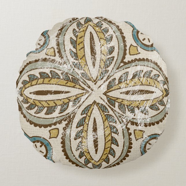 Cojín Redondo Cuadrado No-Embellecido III del batik (Anverso)