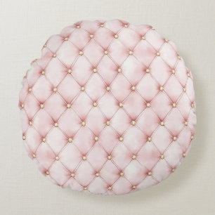 Cojín Redondo Cuadrados de oro rosa bonito  