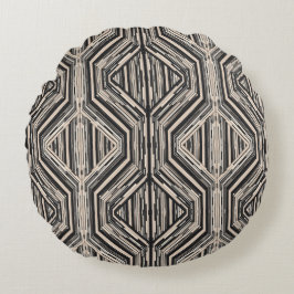 Cojín Redondo Cuadrados y diamantes de rayas modernas de Trellis
