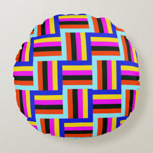 Cojín Redondo Cuadrícula Kaleidoscópica