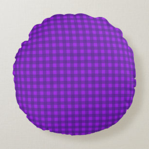 Cojín Redondo Cuadro de Gingham Púrpura 