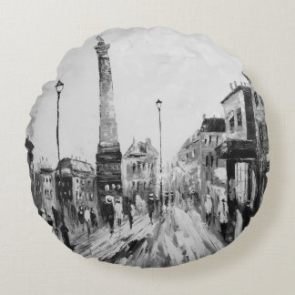 Cojín Redondo Cuadros artísticos en blanco y negro.