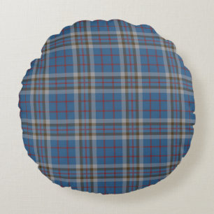 Cojín Redondo Cuadros azules grises del clan Plaid Thompson Tart