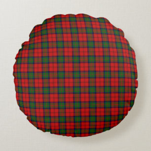 Cojín Redondo cuadros rojos y verdes del tartán de MacDuff