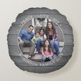 Cojín Redondo Cualquier texto 2 foto Rústico Gris moderno Madera