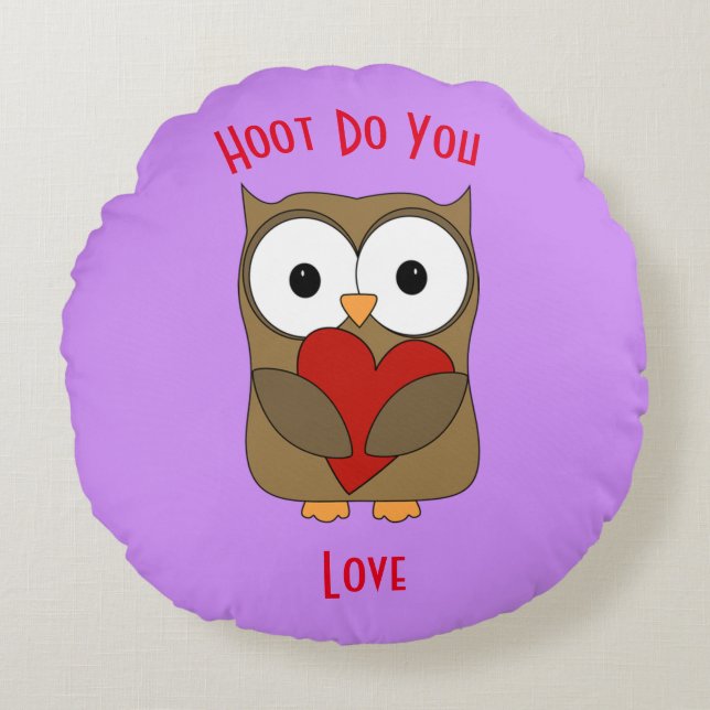 Cojín Redondo Cuánto Amas a Hoot (Anverso)