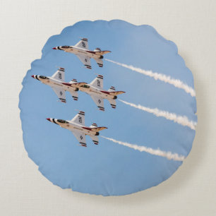 Cojín Redondo Cuatro Thunderbirds F-16 vuelan en la formación