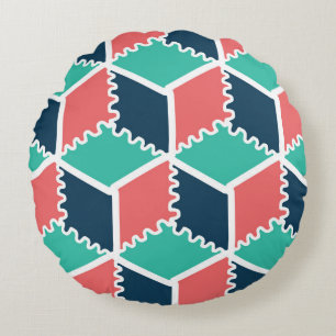 Cojín Redondo Cubo de color geométrico moderno y elegante