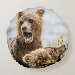 Cojín Redondo Cubos Grizzly Buscando Su Mamá