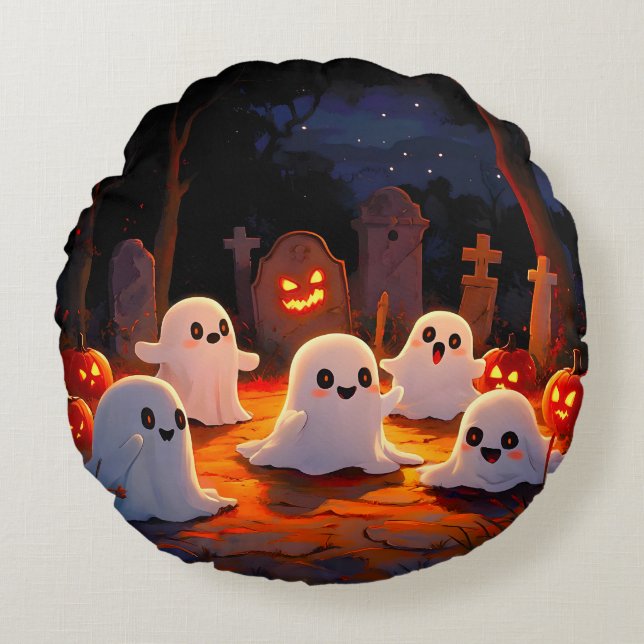 Cojín Redondo Cuentos fantasma de luz de la luna (Anverso)