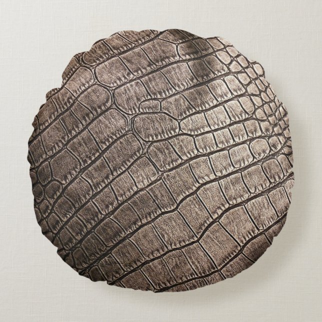 Cojín Redondo Cuero elegante de primer plano: patrón texturado (Anverso)