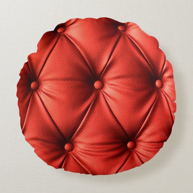 Cojín Redondo Cuero rojo, textura (Anverso)