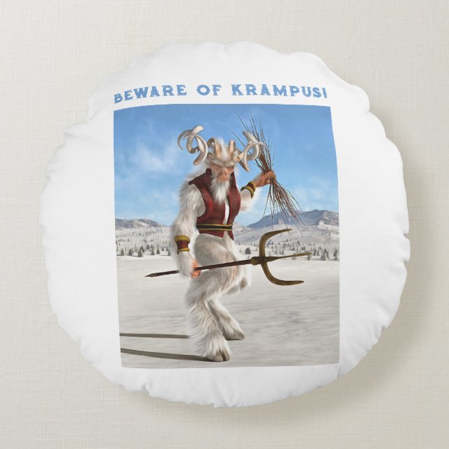 Cojín Redondo ¡Cuidado con Krampus! (Anverso)