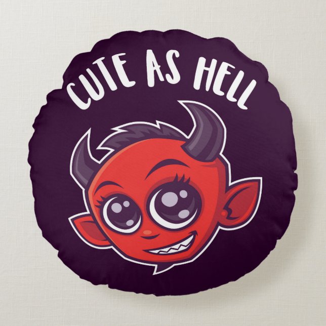 Cojín Redondo Cuidar como diablo (Anverso)
