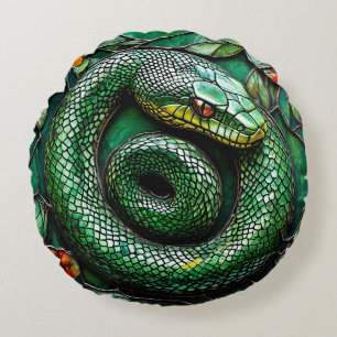 Cojín Redondo Culebra verde